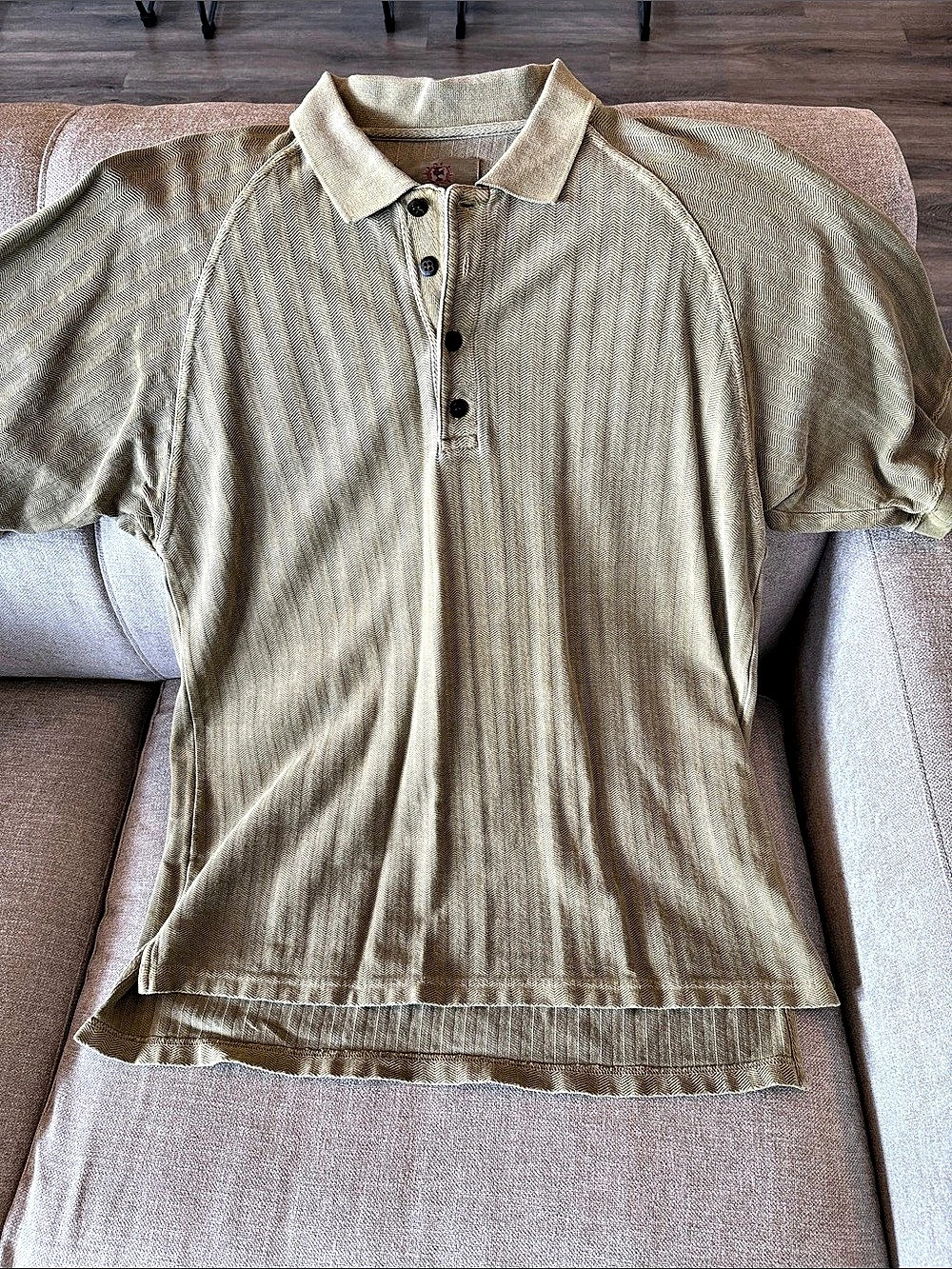 The Territory Ahead Men's Cotton Polo Green & Beige XL